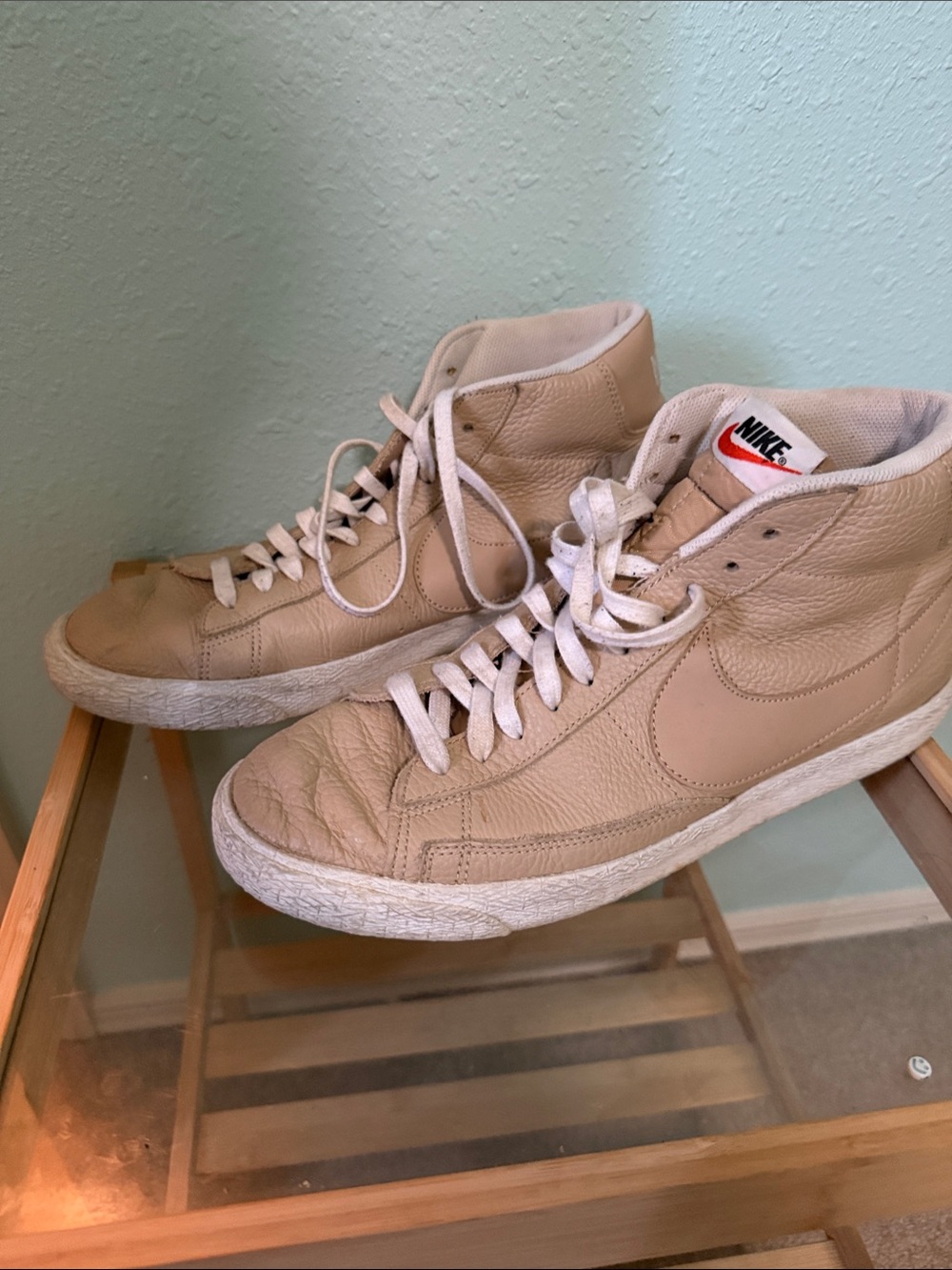 Nike Men’s Beige/Tan High-Top Sneakers -Nike Blazer